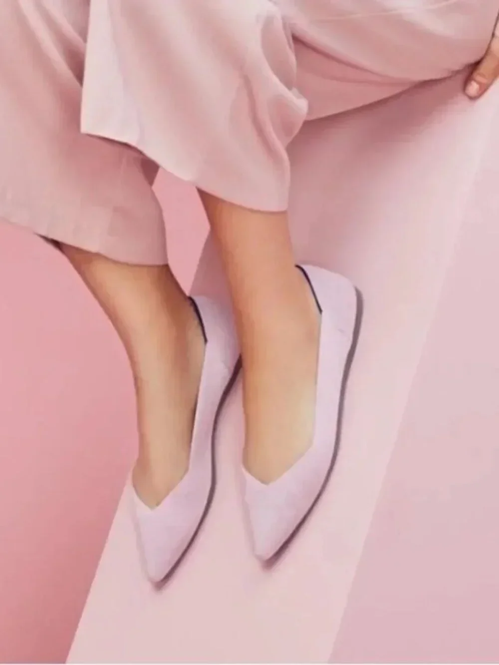 ROTHY'S Pointed Knit Flat in Petal Pink Size 9